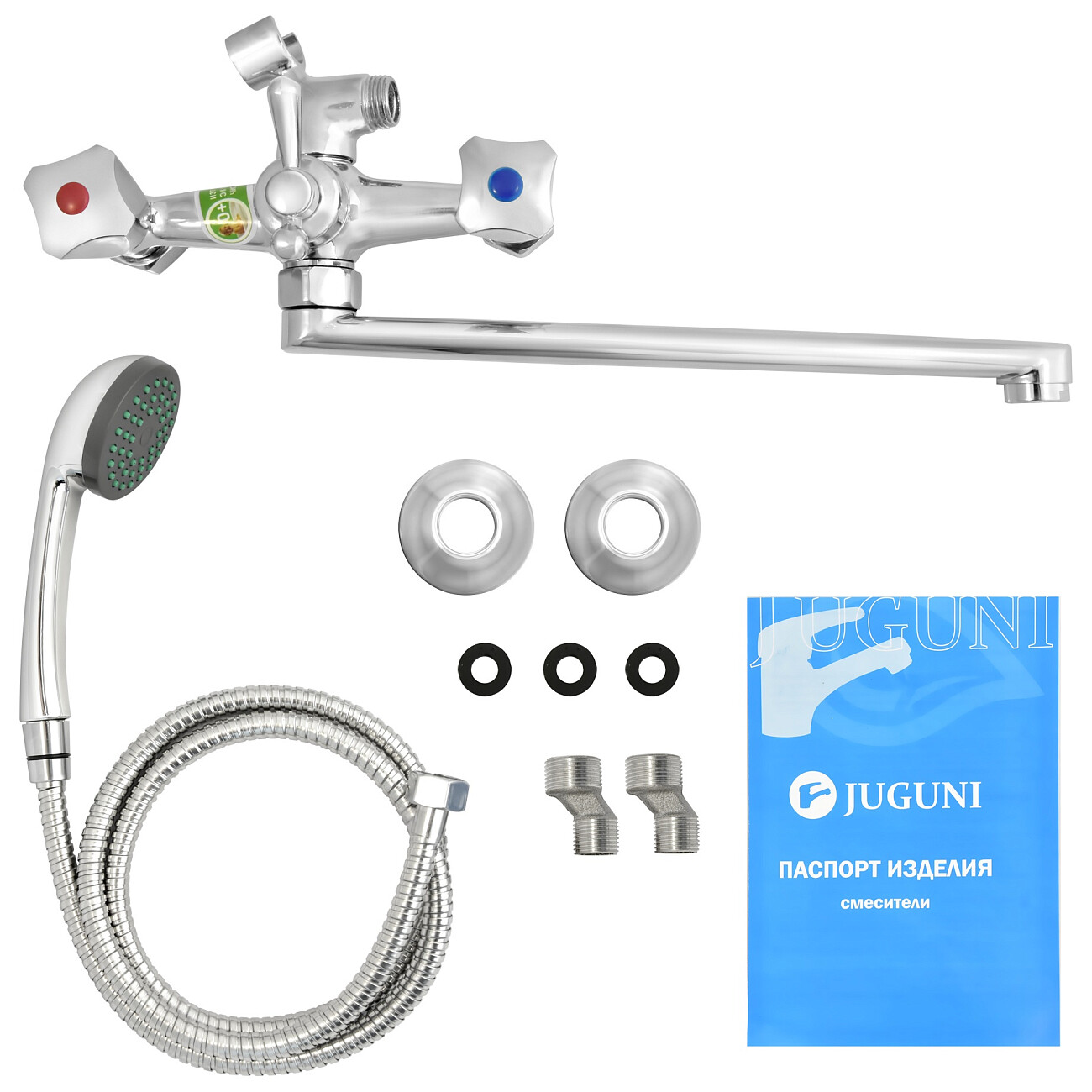 Смеситель для ванны двухвентильный с душевым гарнитуром хром Juguni Lyra JGN0130-B 0402.642A - изображение 8