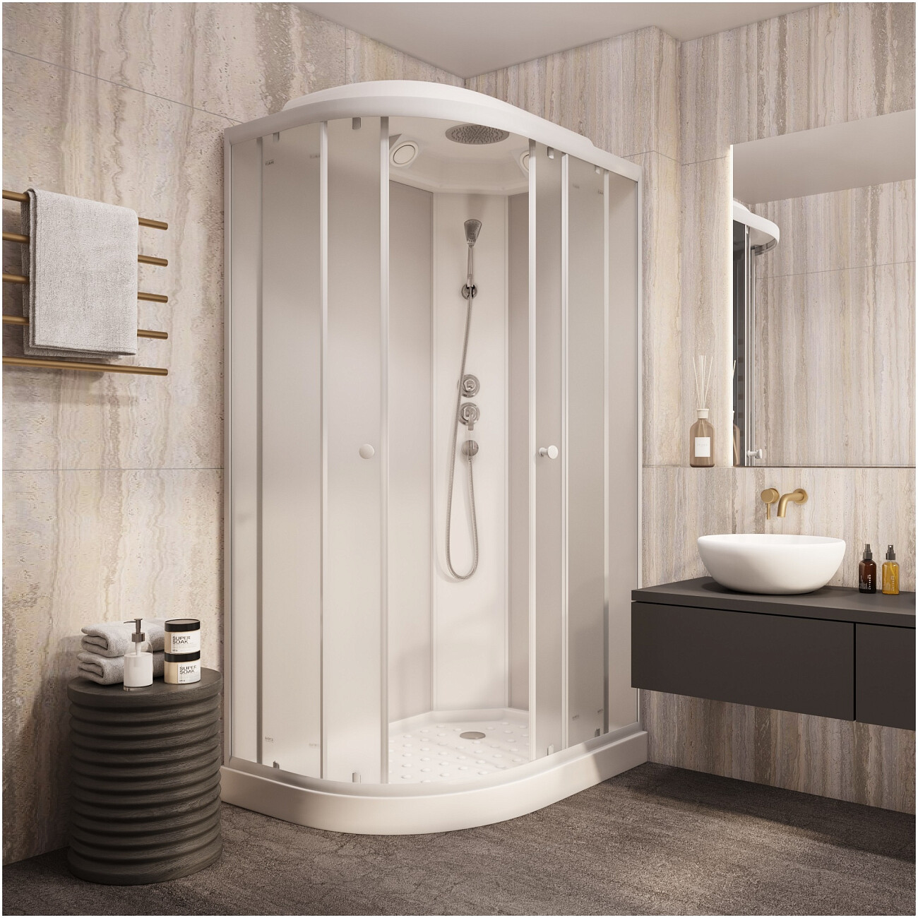 Душевая кабина ассиметричная правая с низким поддоном 80х120 см белая Parly EF1231R - изображение 4