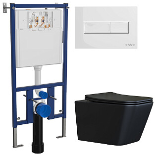 Унитаз подвесной Ceramicanova Metric CN3007MB с инсталляцией Diwo 4501, с кнопкой белой 7320