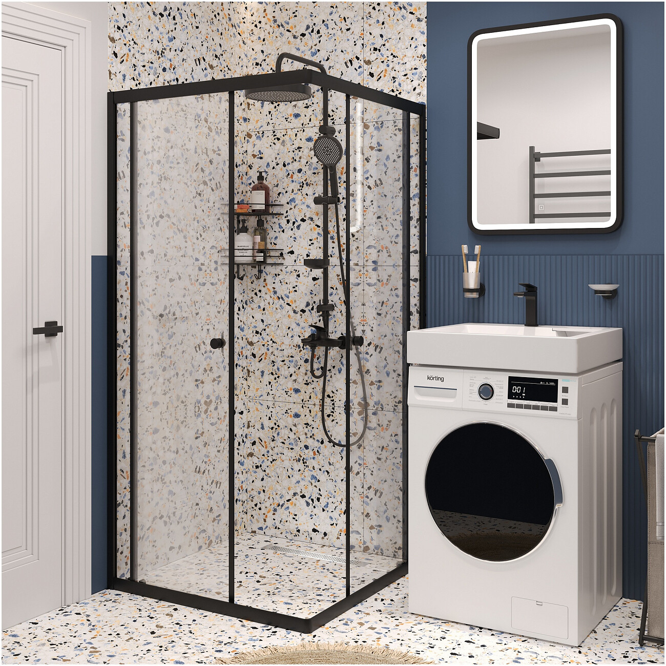 Душевая стойка с верхним душем черная Stworki "Молде" S23180BK - изображение 7