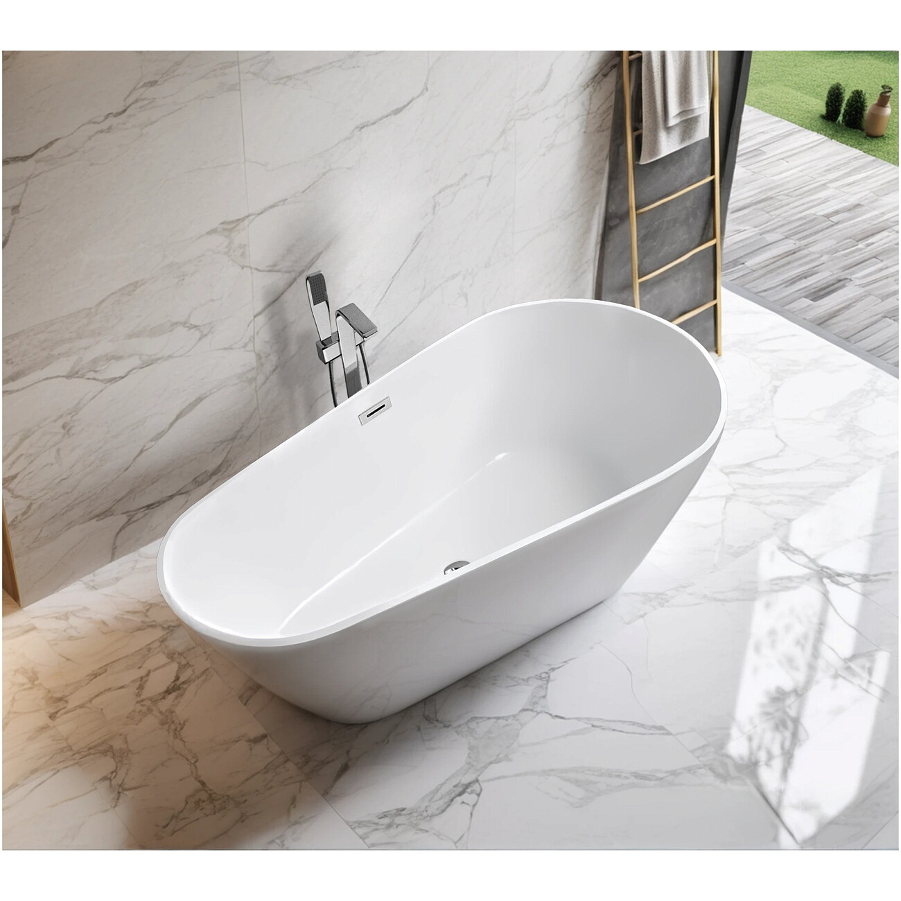 Ванна акриловая овальная 80х170 см белая Cerutti SPA MIMI170II CT10503 - изображение 2