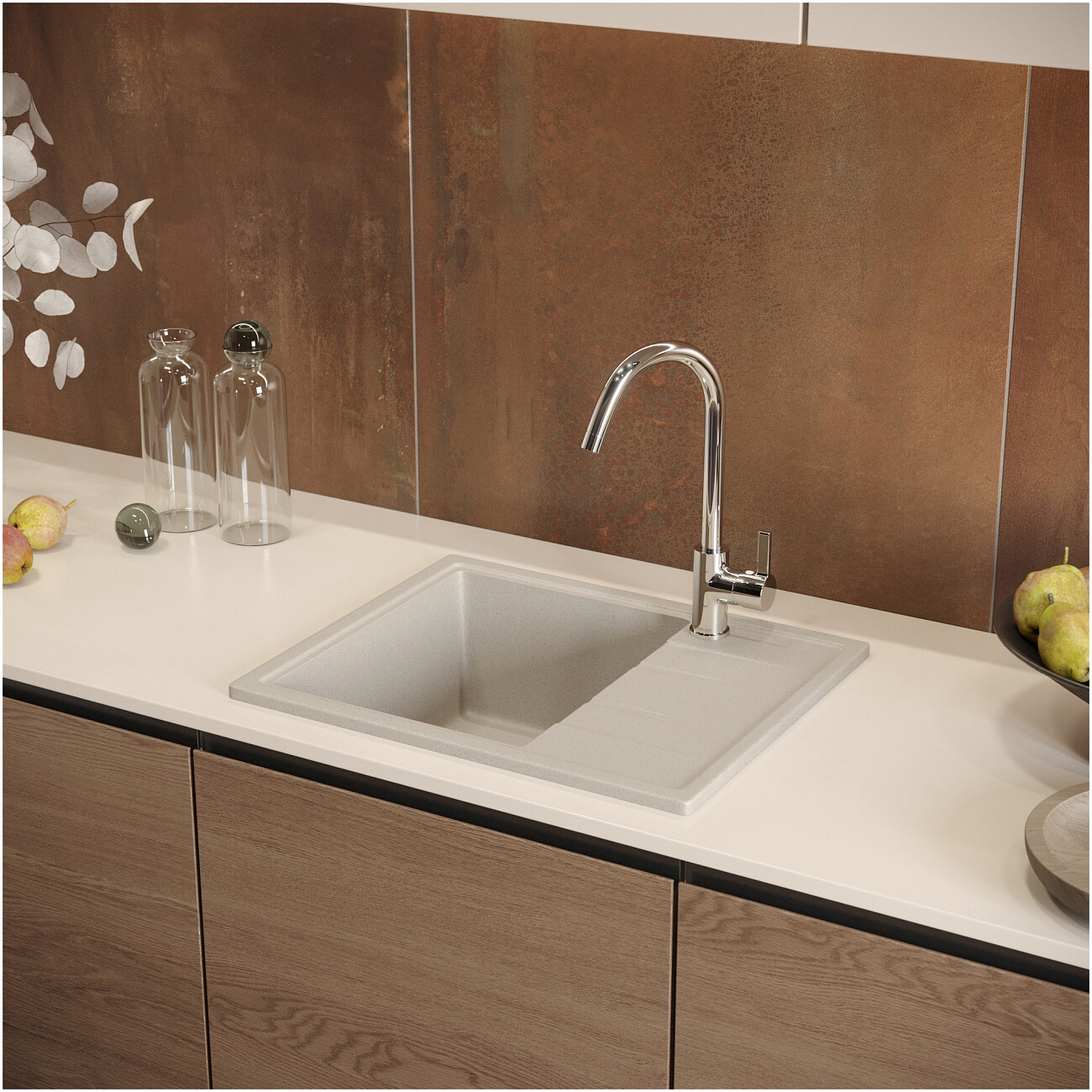 Мойка кухонная бежевая Domaci "Болонья" М-150-003 - изображение 8