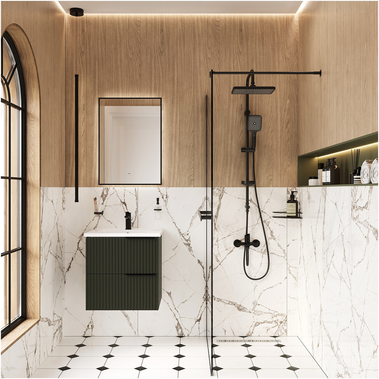 Душевая стойка с верхним душем черная Stworki "Вестерос" S26180BK - изображение 7