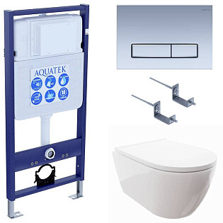 Унитаз Aquatek &quot;Поларис&quot; AQ0700-00 с инсталляцией Standard INS-0000012, с кнопкой KDI-0000024