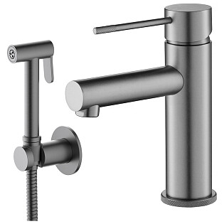 Гигиенический душ со смесителем для раковины черное золото Timo Saona 2360-18G