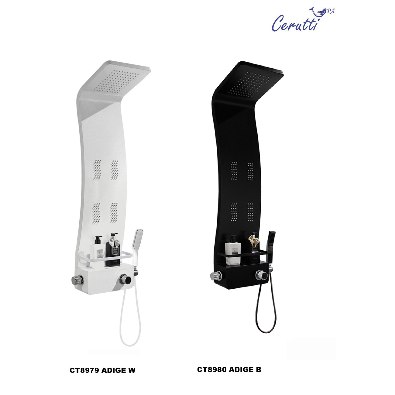 Душевая панель с гидромассажем 118х35 см черная Cerutti SPA Adige B CT8980 - изображение 4