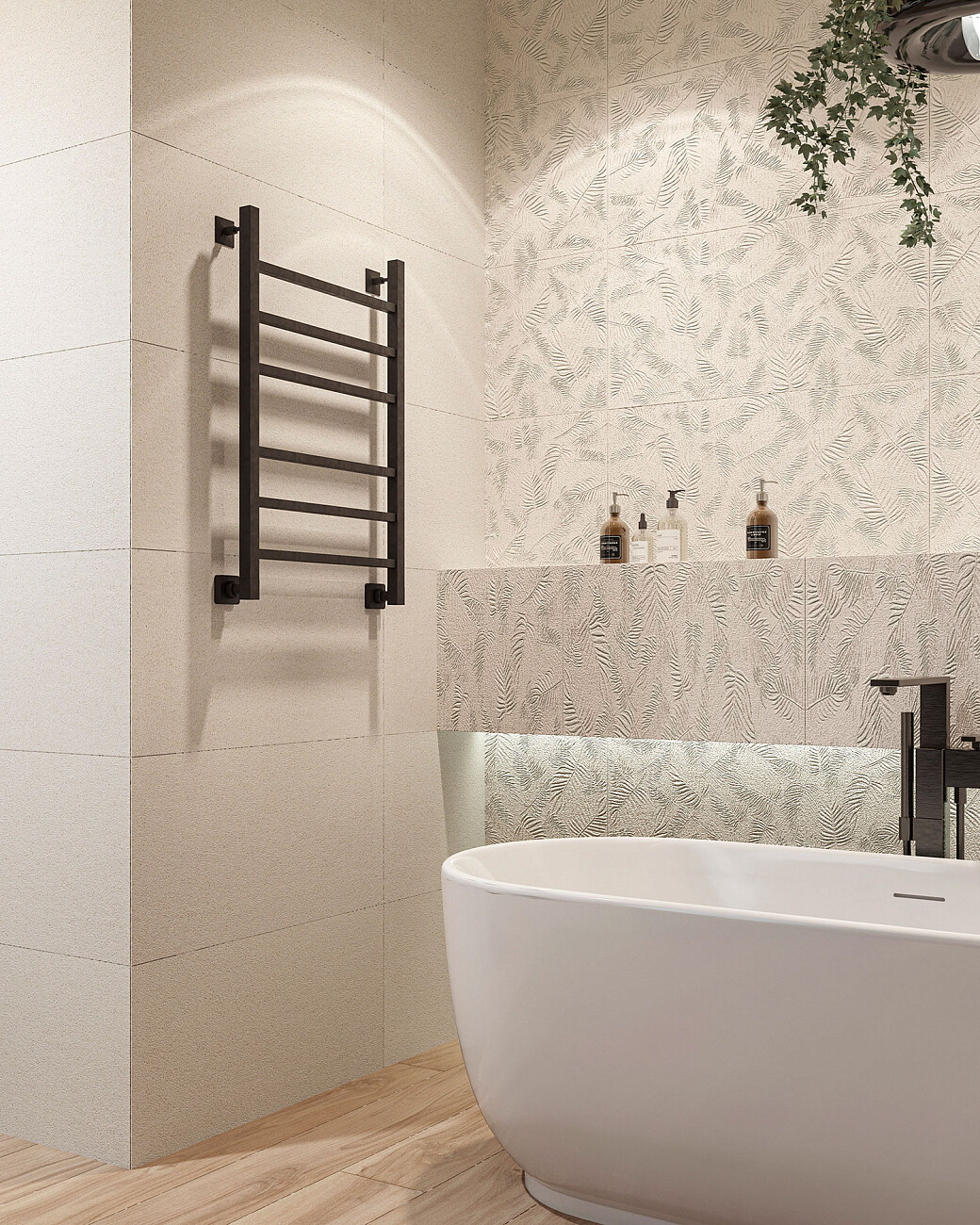 Полотенцесушитель водяной 80х50 см черный матовый Ewrika "Деметра" 4656759171377 - изображение 7