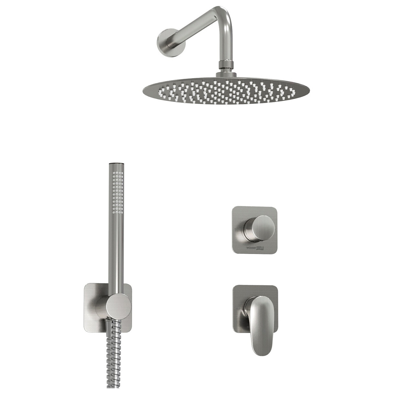 Душевой комплект с верхним душем и смесителем никель Wasserkraft A1451.272.097.121.275.100.276 - изображение 6