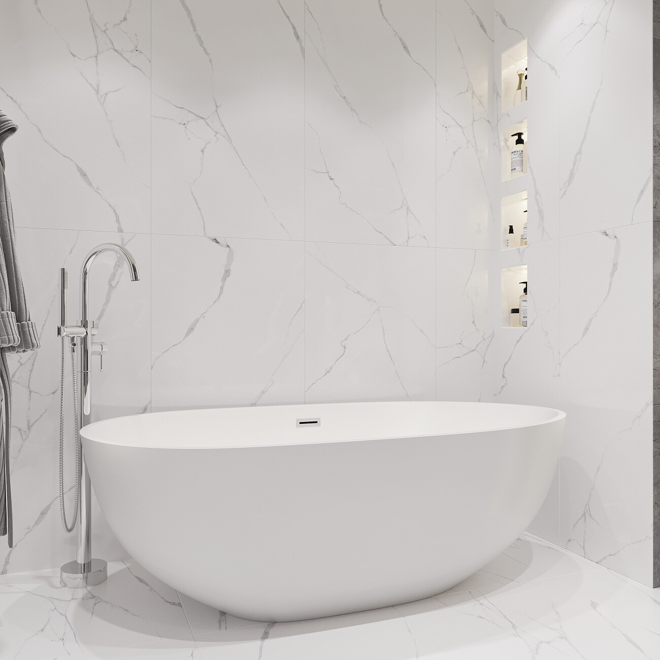 Ванна акриловая овальная 78х160 см белая матовая Artemis Leonia 1.05.413.146.01.1.26 - изображение 4