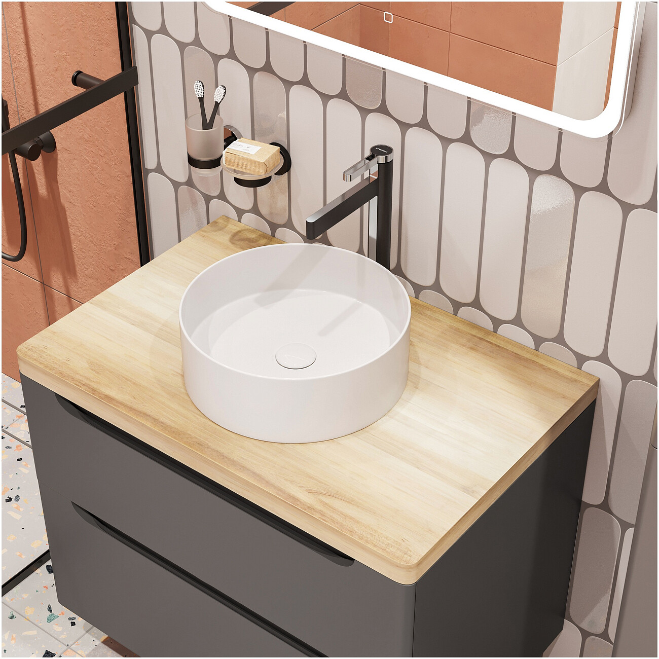 Смеситель для раковины однорычажный черный, хром Stworki "Лександ" S09020BC - изображение 7