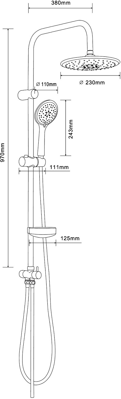 Душевая стойка с верхним душем с держателем и мыльницей хром Stworki "Скаген" SK-01cr - изображение 2