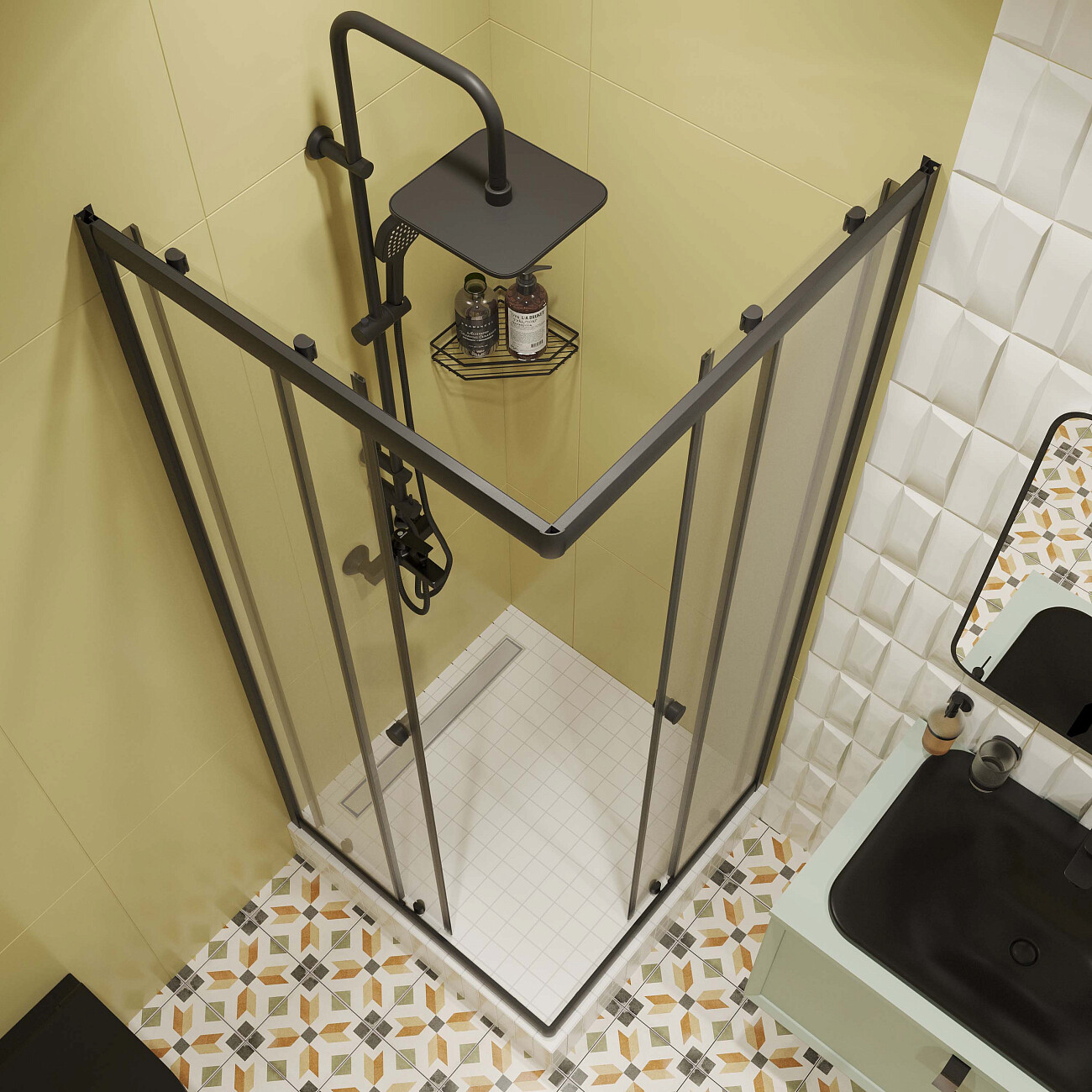 Душевой уголок квадратный 80х80 см черный Diwo "Анапа" Щ0000058928 - изображение 5