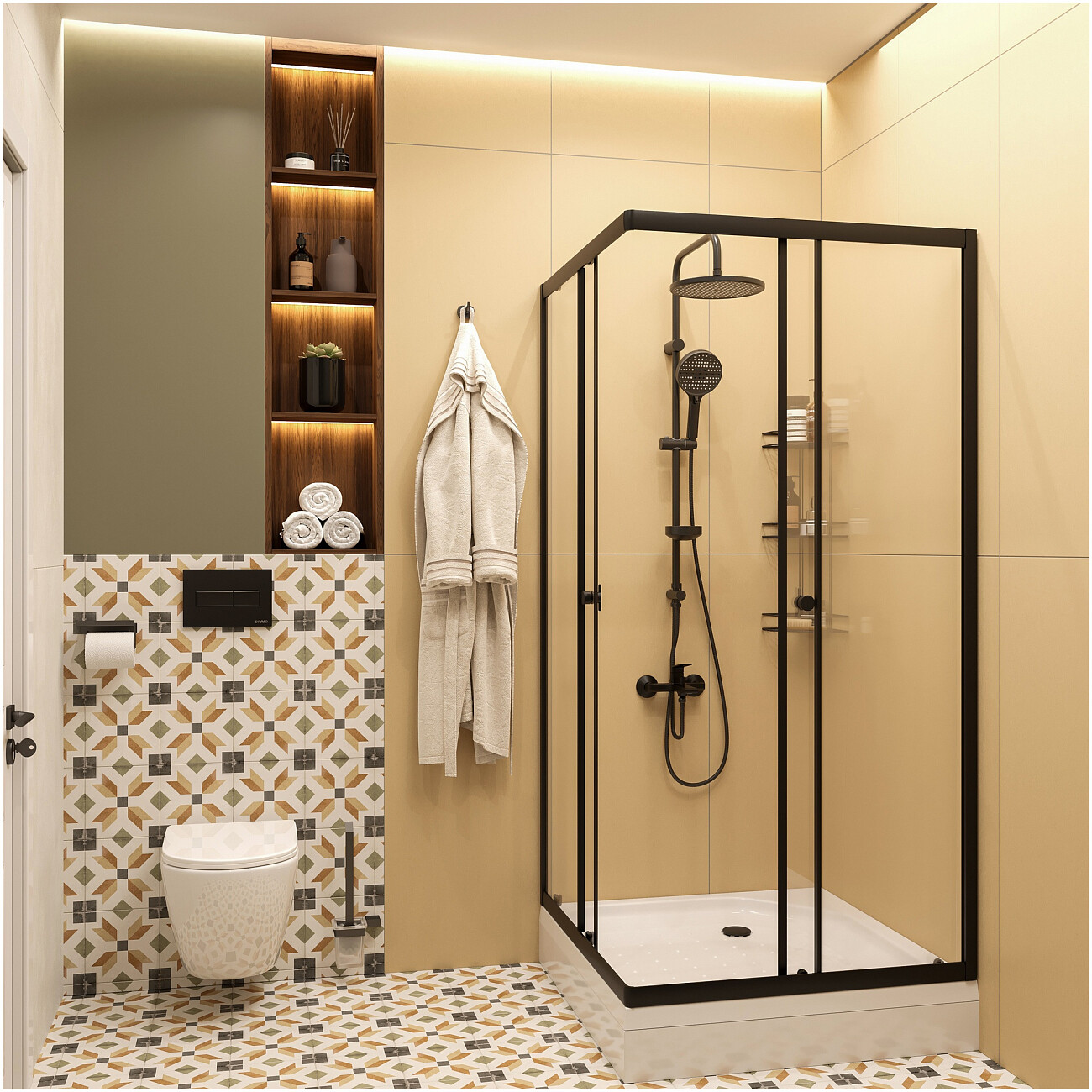 Душевая стойка с верхним душем черная Stworki "Хальмстад" S15180BK - изображение 7