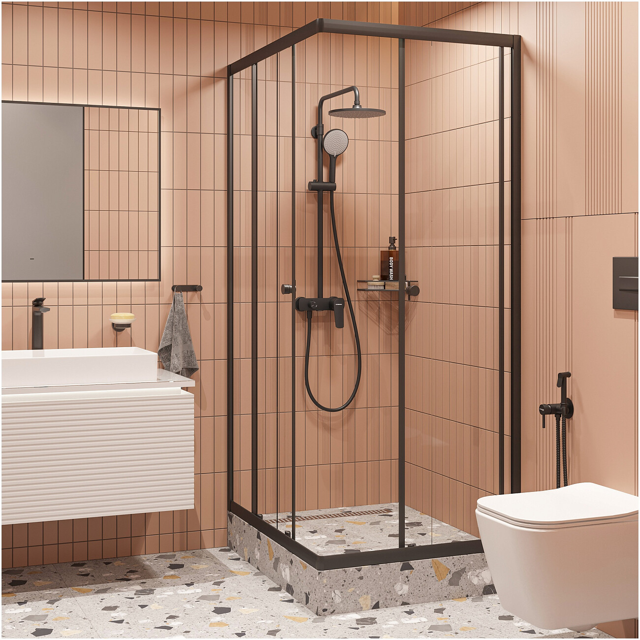 Душевая стойка с верхним душем черная Stworki "Вирклунд" S05170BK - изображение 8