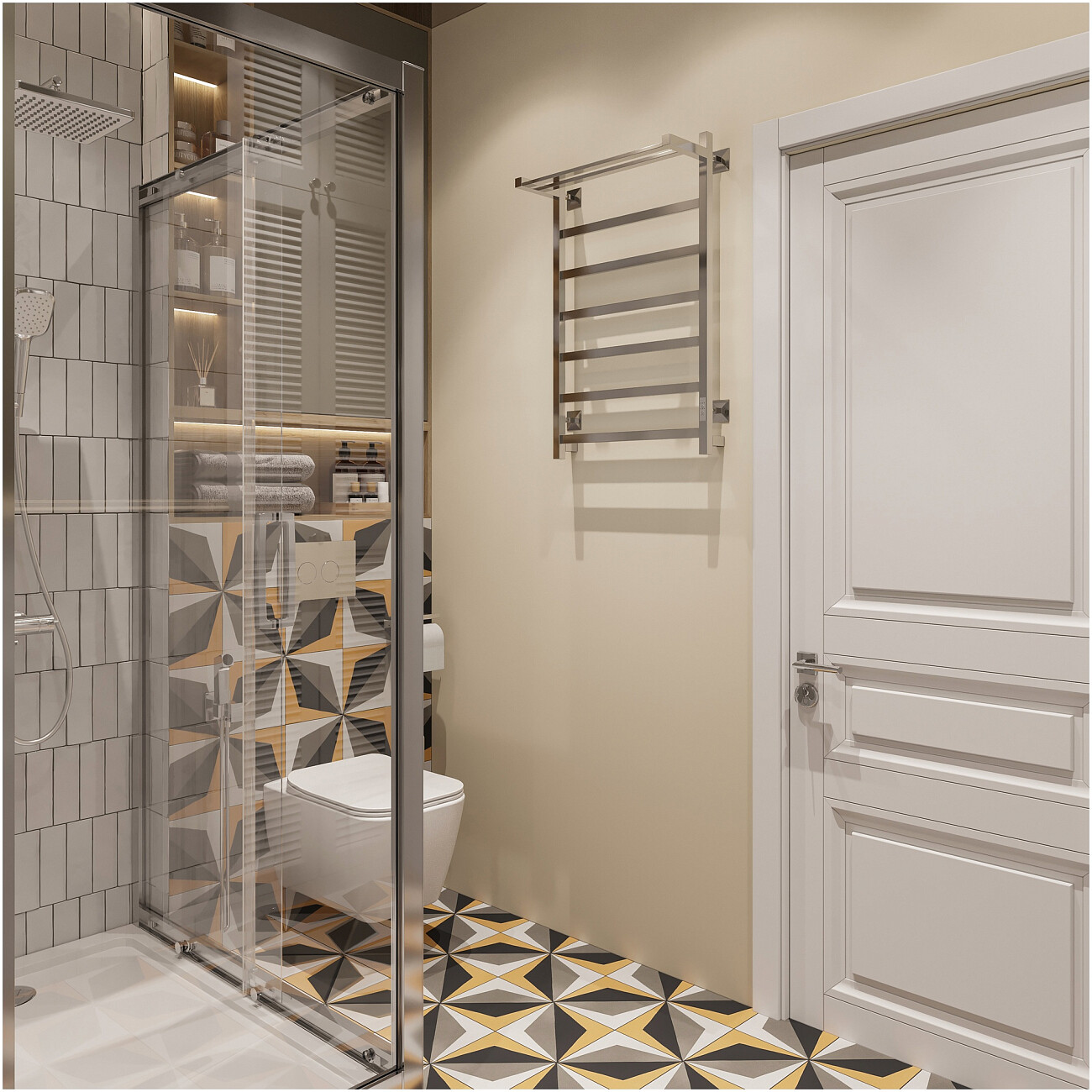 Полотенцесушитель электрический 80х50 см с полкой хром Ewrika "Пенелопа КВ7" - изображение 5