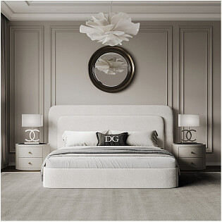 Кровать двуспальная 180х200 молочно-бежевая Cascade