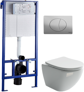 Унитаз белый Ceramicanova Metropol CN4002 с инсталляцией Stworki 510162 с кнопкой хром 230822