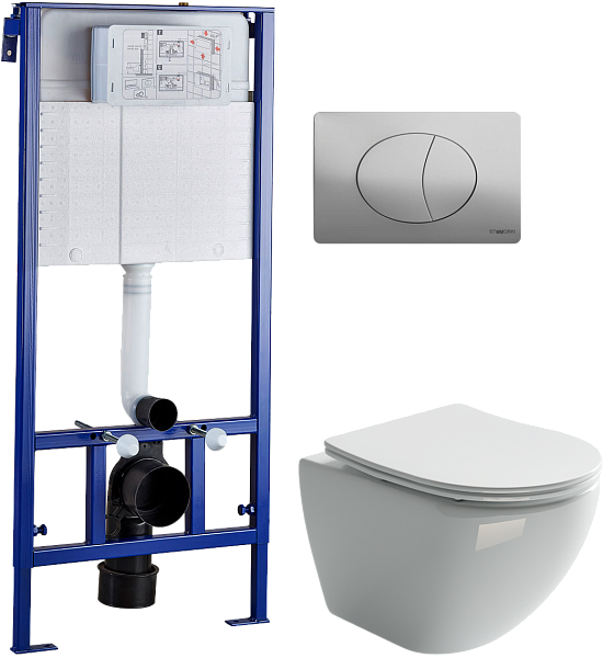 Унитаз белый Ceramicanova Metropol CN4002 с инсталляцией Stworki 510162 с кнопкой хром 230822 - изображение 1
