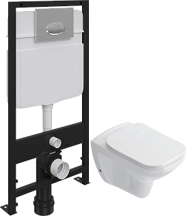 Унитаз с инсталляцией и кнопкой белый, хром Stworki &quot;Дублин&quot; SETK3504-0605, ProLT 0026-2020, 0051