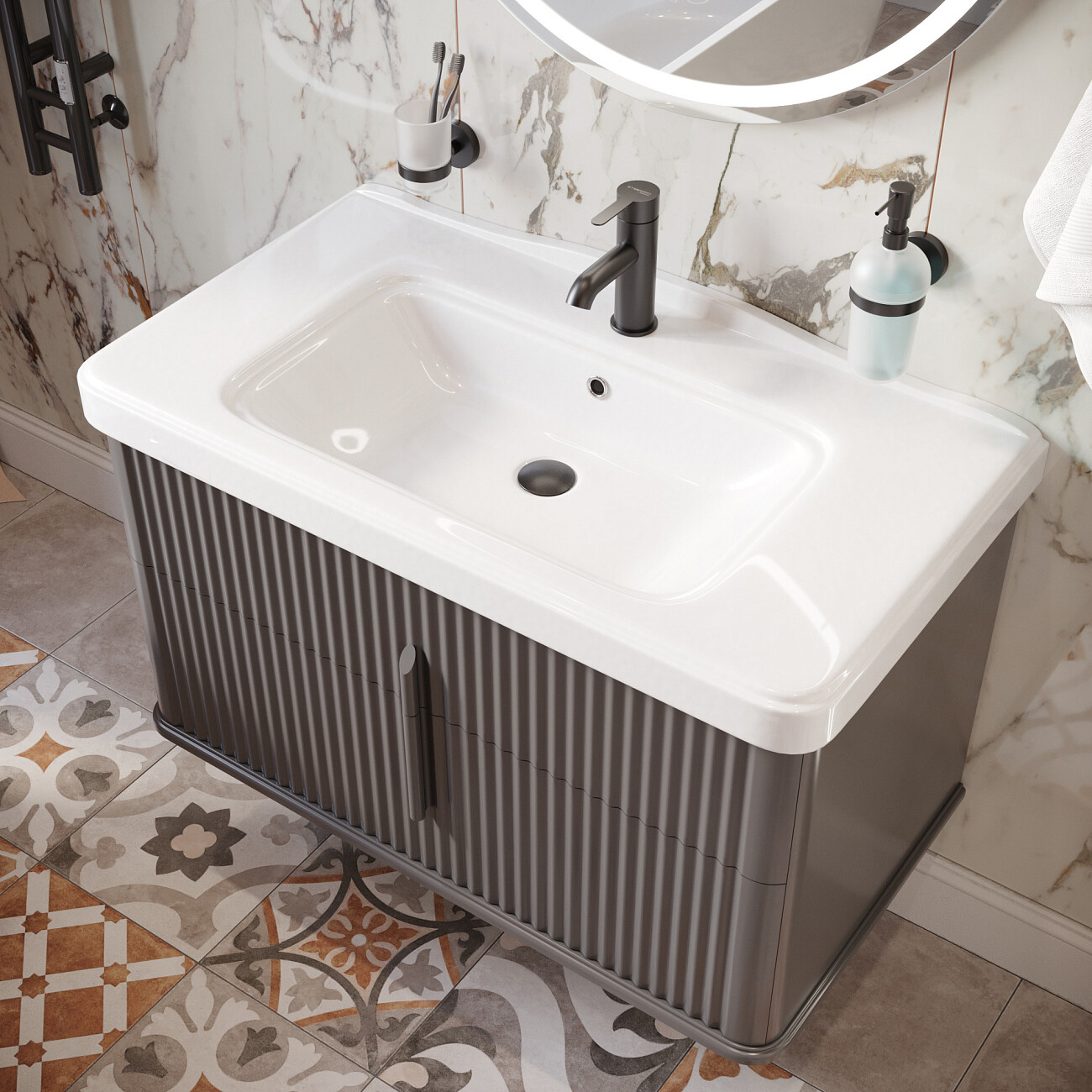 Раковина мебельная фаянсовая 95 см белая Stworki "Молде" 15095-KL - изображение 3