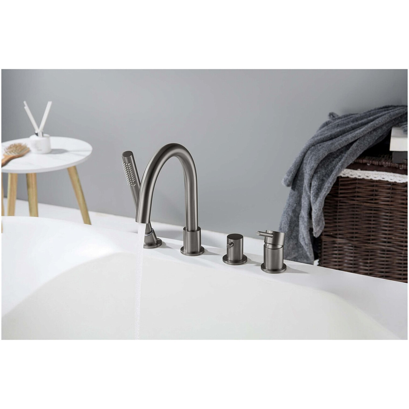 Смеситель на борт ванны оружейная сталь Aquatek "Европа" AQ1348BGM - изображение 7