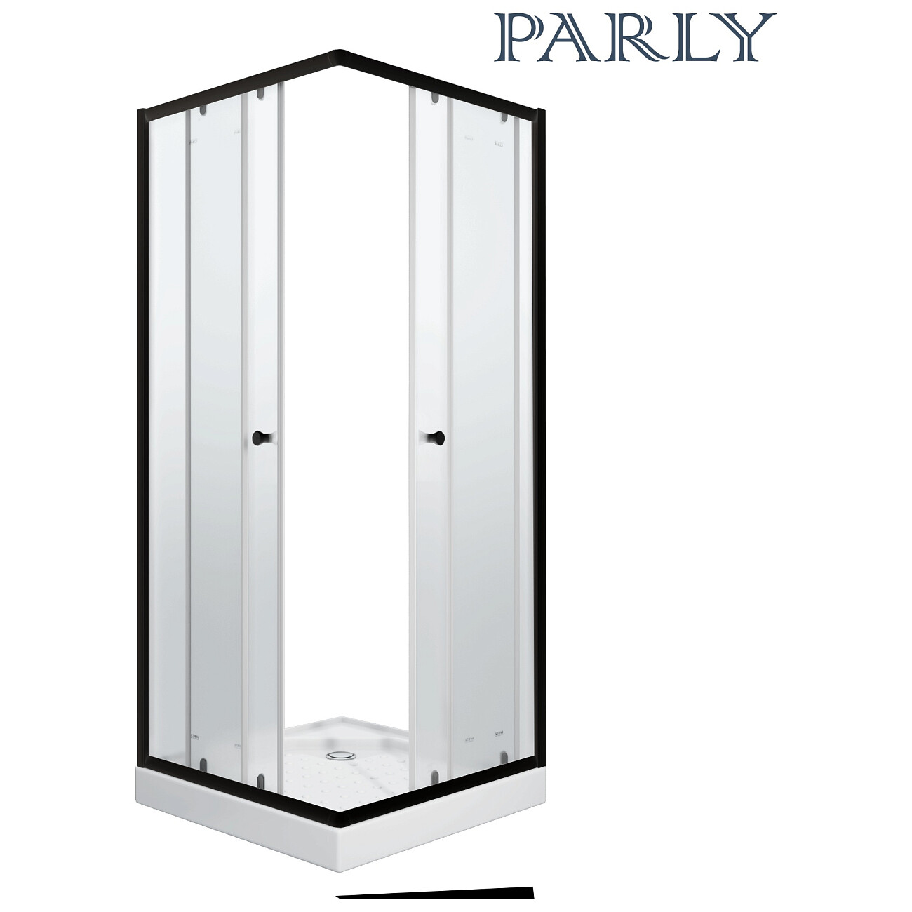Душевой уголок с низким поддоном 80х80 см белый, черный Parly ZFQ81B - изображение 2