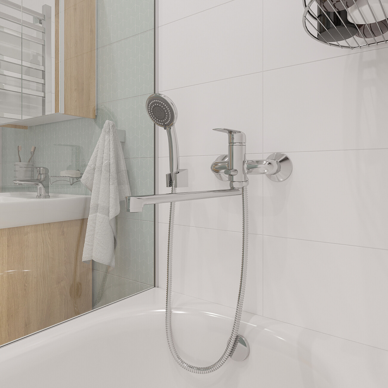 Смеситель универсальный однорычажный с душевым гарнитуром хром Diwo "Тула" TU-03cr - изображение 3