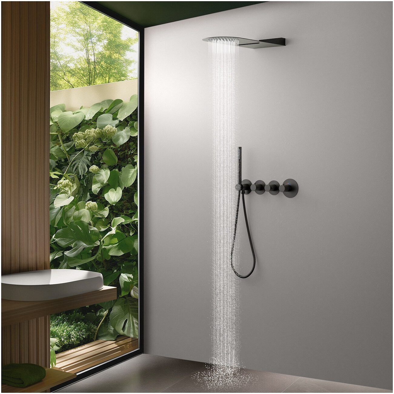 Душевой комплект встраиваемый с верхним душем и термостатом черное золото Timo Saona SX-2350-18SM  - изображение 4