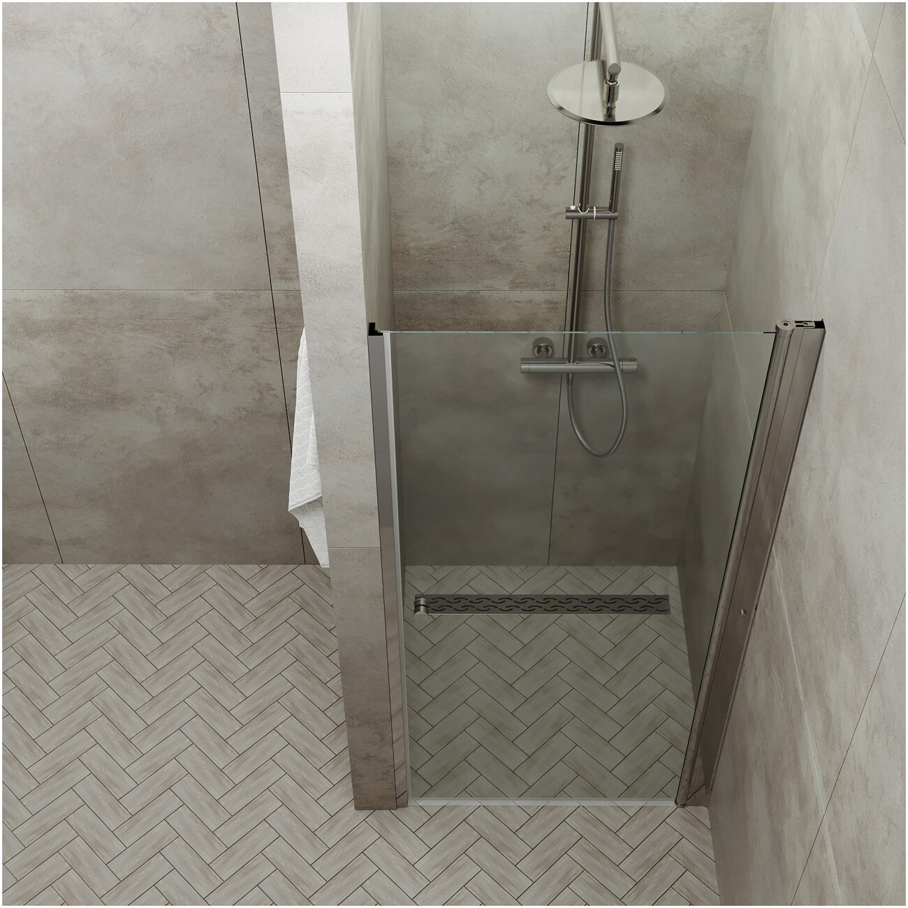 Душевая дверь в нишу 80х185 см стеклянная прозрачная, хром Diwo "Анапа" Щ0000055502 - изображение 8