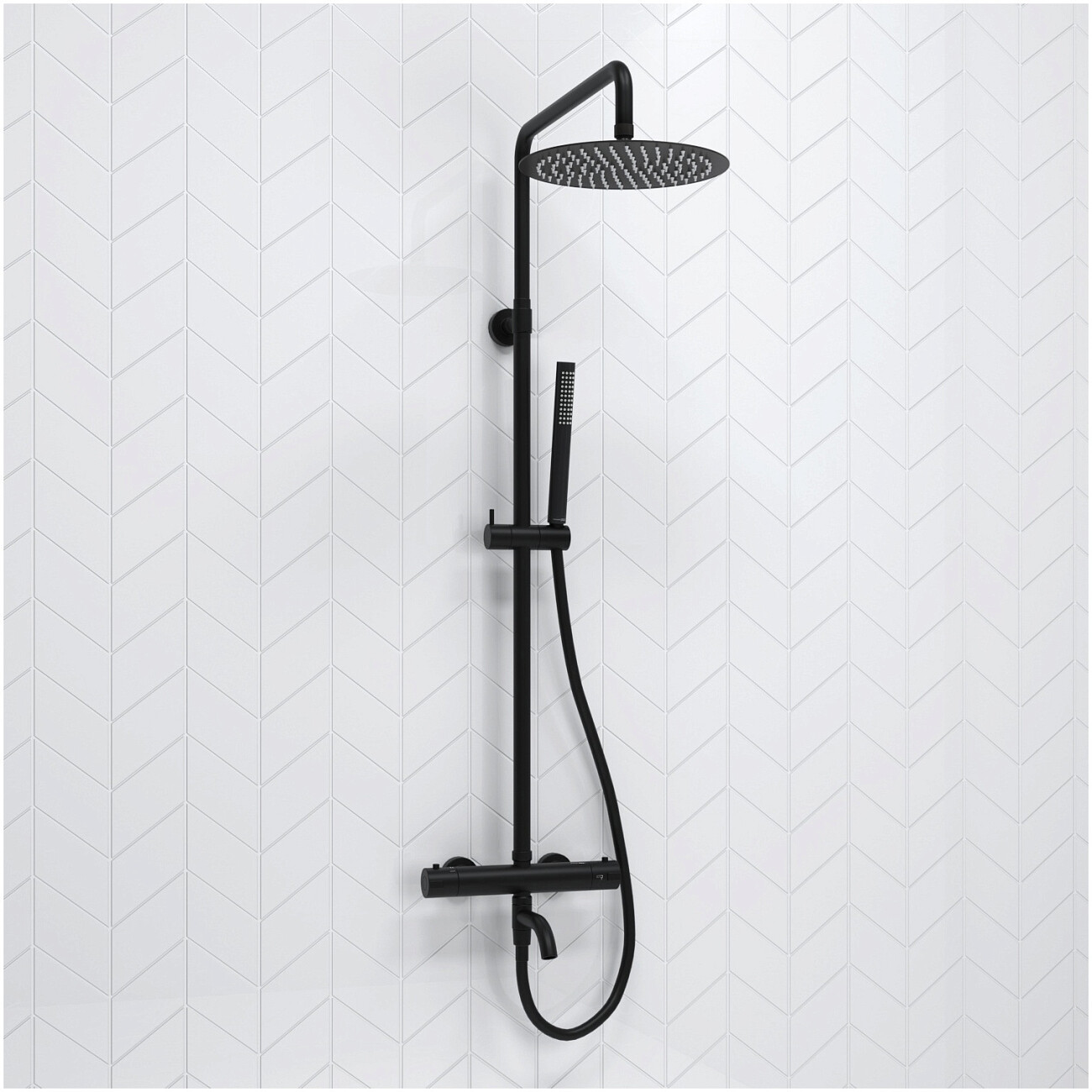 Душевой комплект с верхним душем и лейкой черный Wasserkraft A288.258.217.BM Thermo - изображение 2