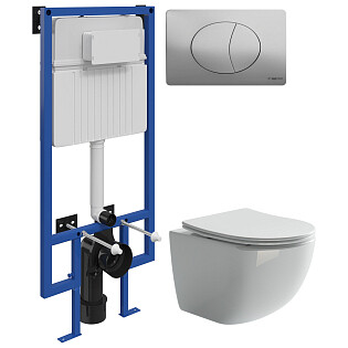 Унитаз подвесной Forma CN3009 с инсталляцией Stworki 510162 и кнопкой 230823