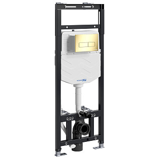 Инсталляция для подвесного унитаза с золотой глянцевой кнопкой Wasserkraft Alme 15TLT.010.ME.PG03