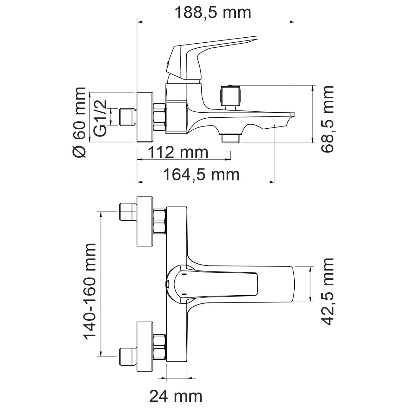 Смеситель для ванны с коротким изливом хром Wasserkraft Neime 1901 - изображение 11