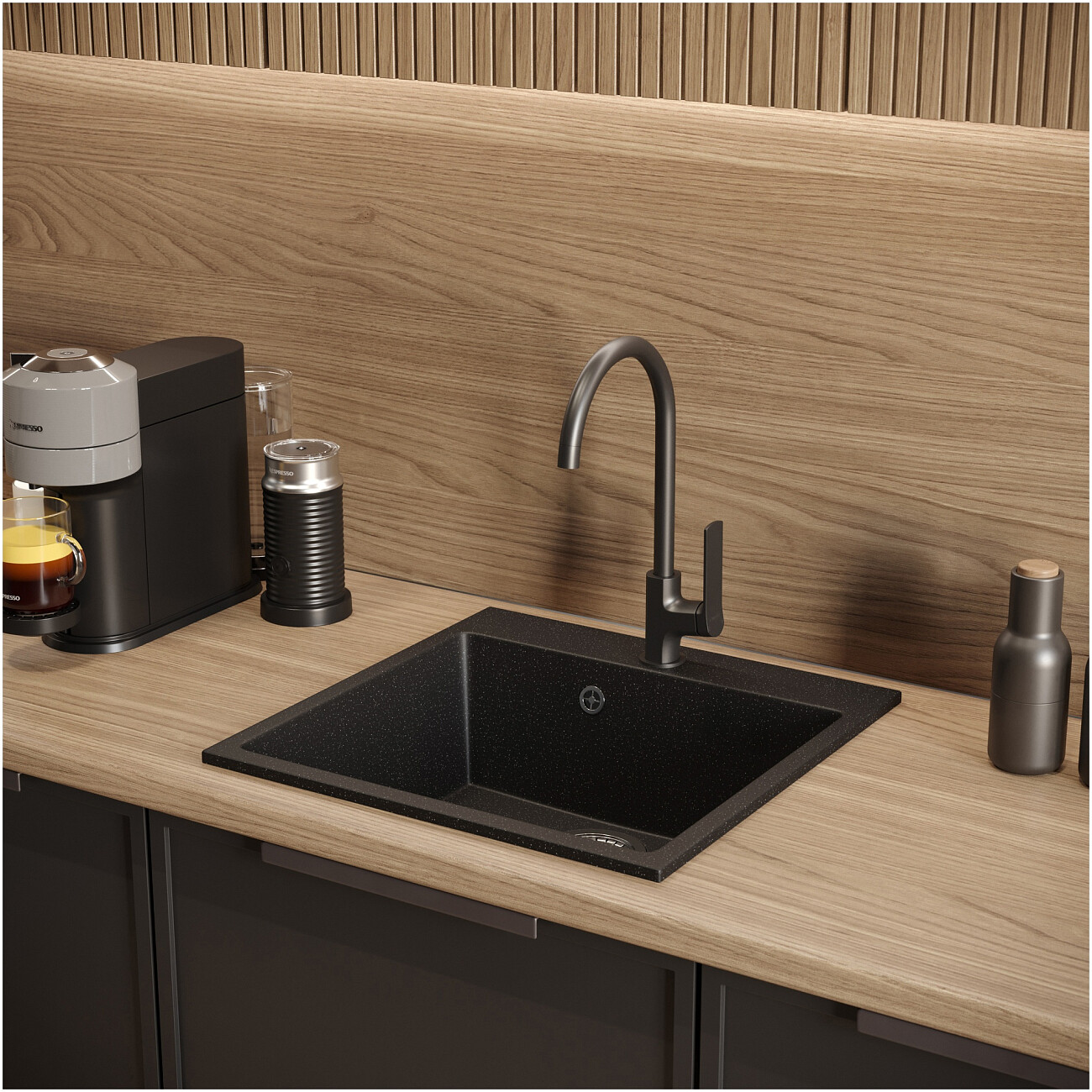 Мойка кухонная черная Domaci "Болонья" М-42-002 - изображение 8