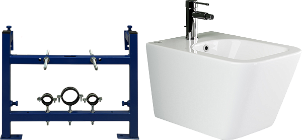 Биде подвесное белое Ceramica Nova Metric CN3008 с инсталляцией для биде Stworki 540201 - изображение 1