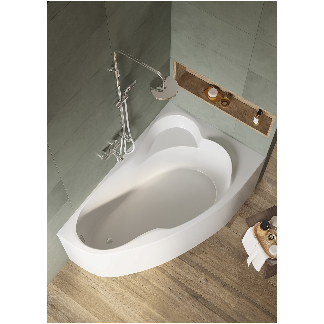 Ванна акриловая угловая правая 90х140 см белая Creto Glaze 16-14090R - изображение 7