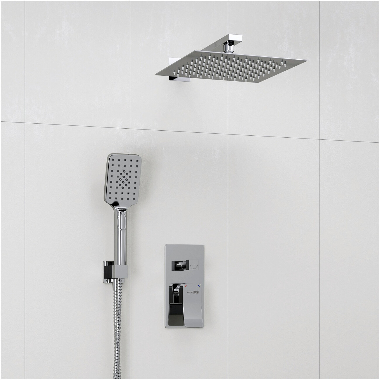 Душевой комплект встраиваемый с верхним душем и лейкой хром Wasserkraft A16190 - изображение 2