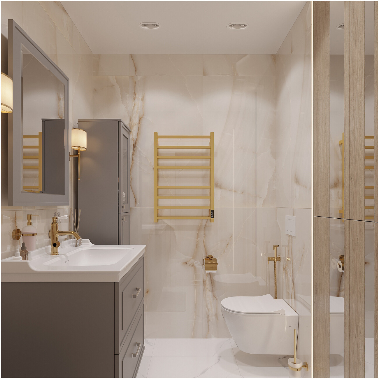 Полотенцесушитель электрический с терморегулятором 50х80 см золото матовое Ewrika "Пенелопа" L2 - изображение 4