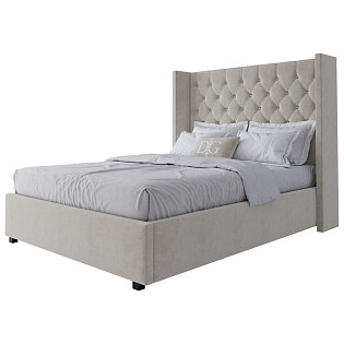 Кровать подростковая 140х200 молочная с каретной стяжкой без гвоздиков Wing-2