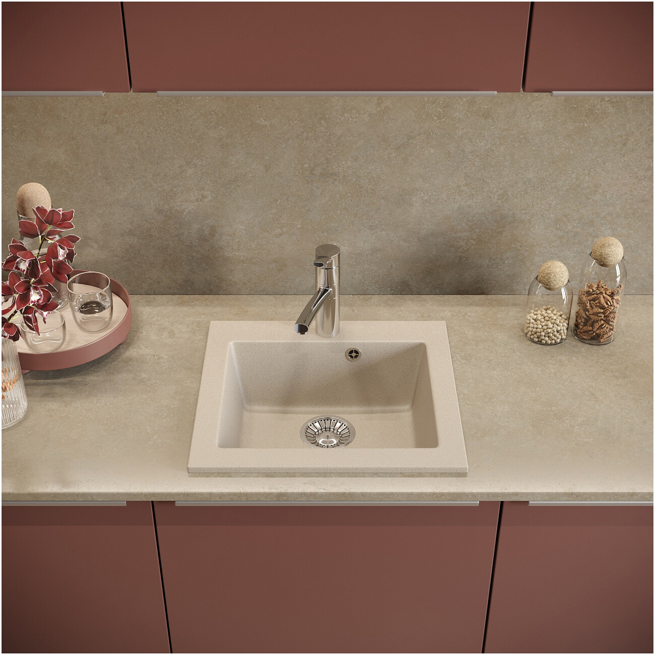 Мойка кухонная бежевая Domaci "Болонья" М-35-003 - изображение 7