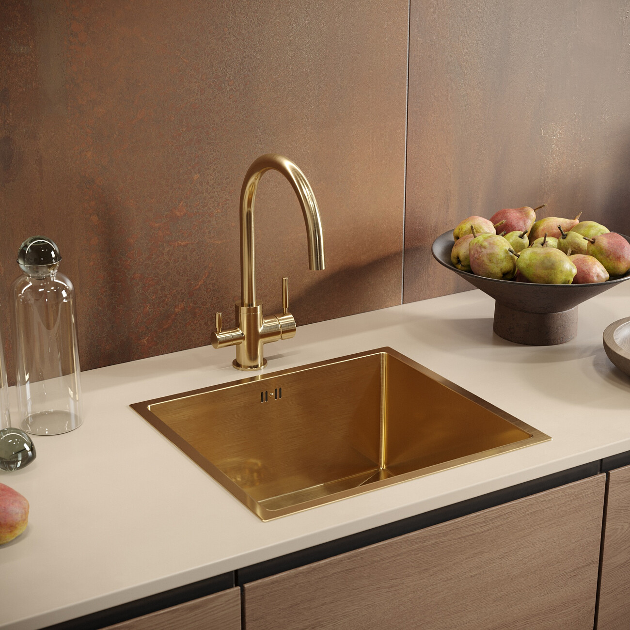 Смеситель для кухни однорычажный с изливом для фильтрованной воды золото Domaciй "Равенна" DCB 3007 - изображение 4