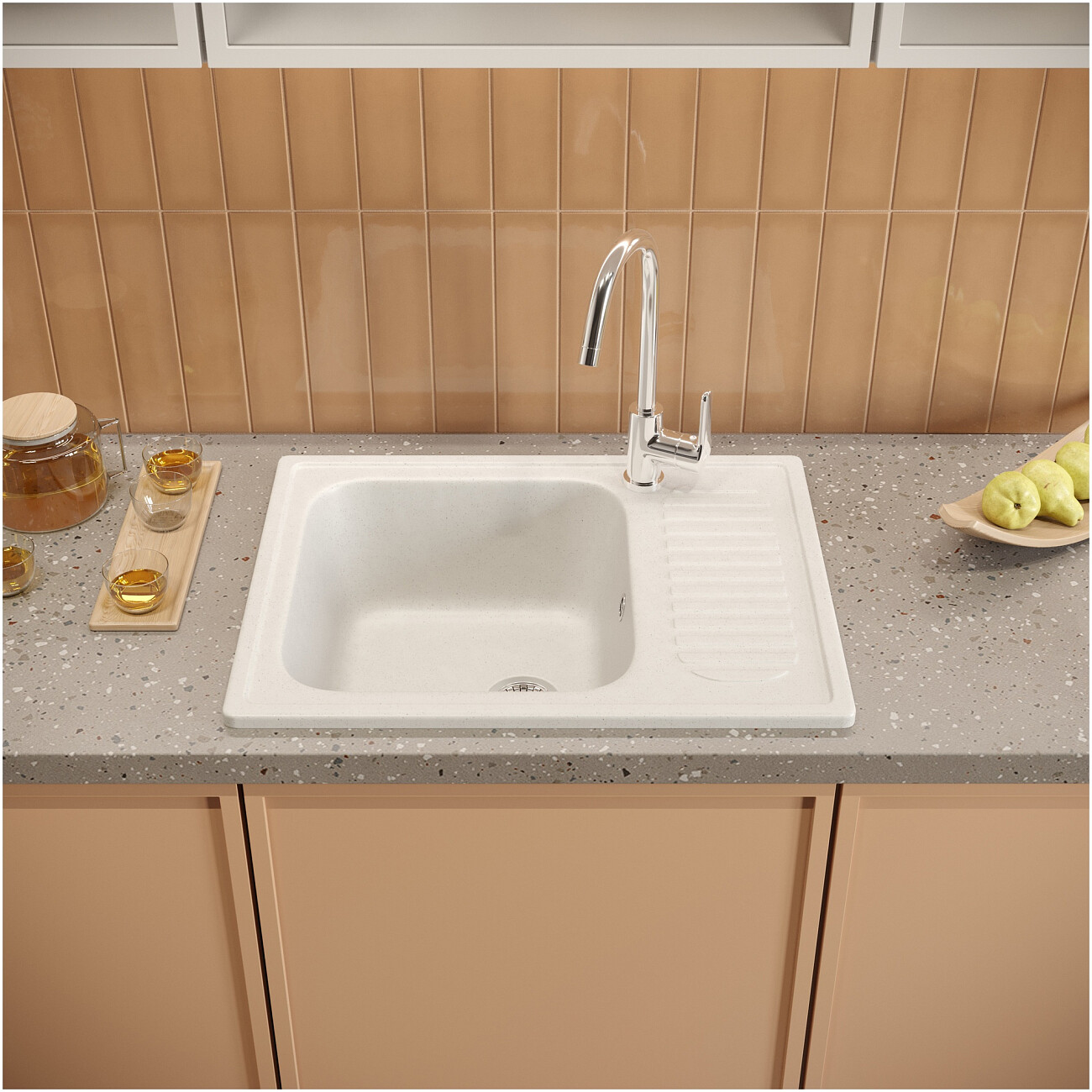 Мойка кухонная белая Domaci "Болонья" М-15-001 - изображение 7