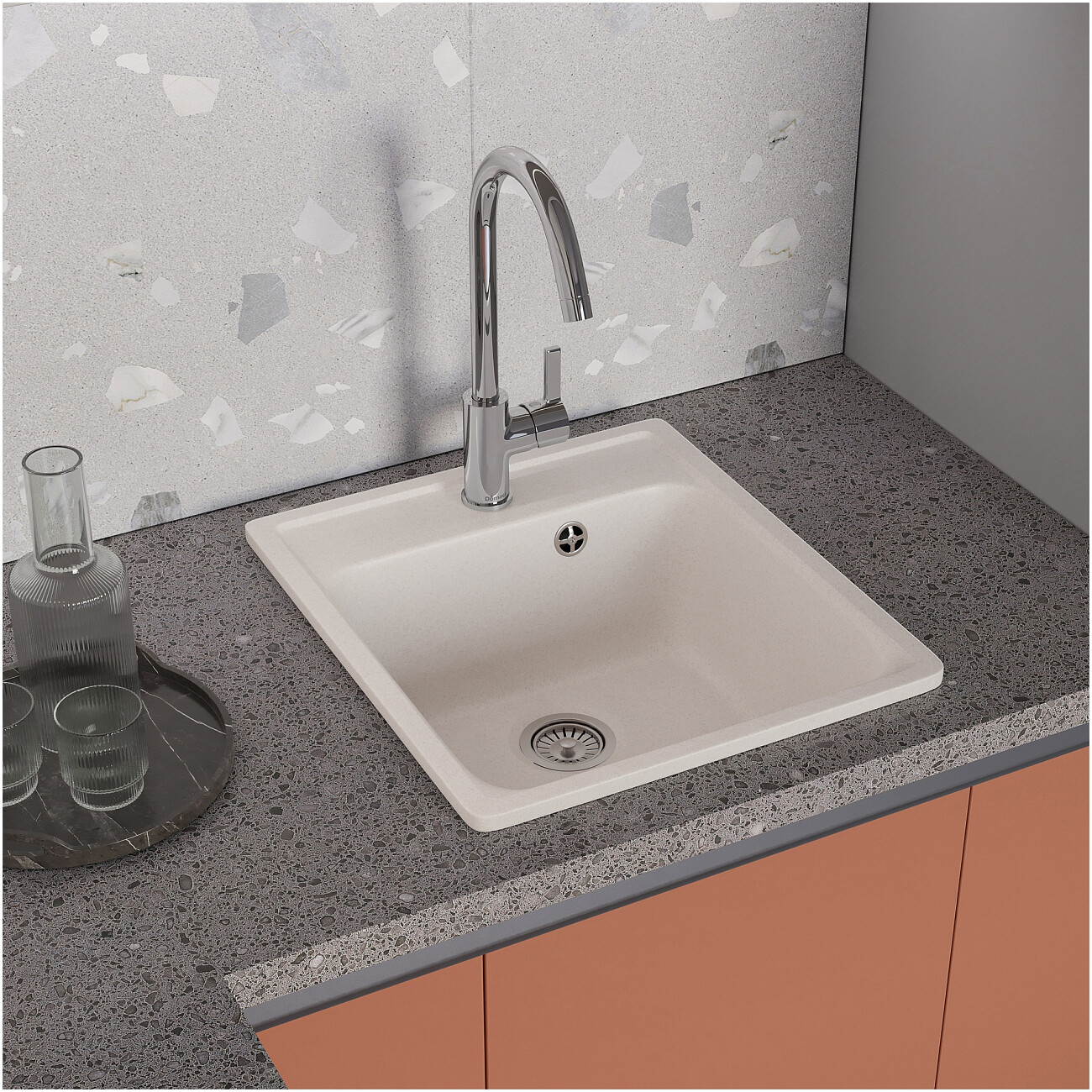 Мойка кухонная кварцевая туман Domaci "Савона" QB 430 - изображение 4