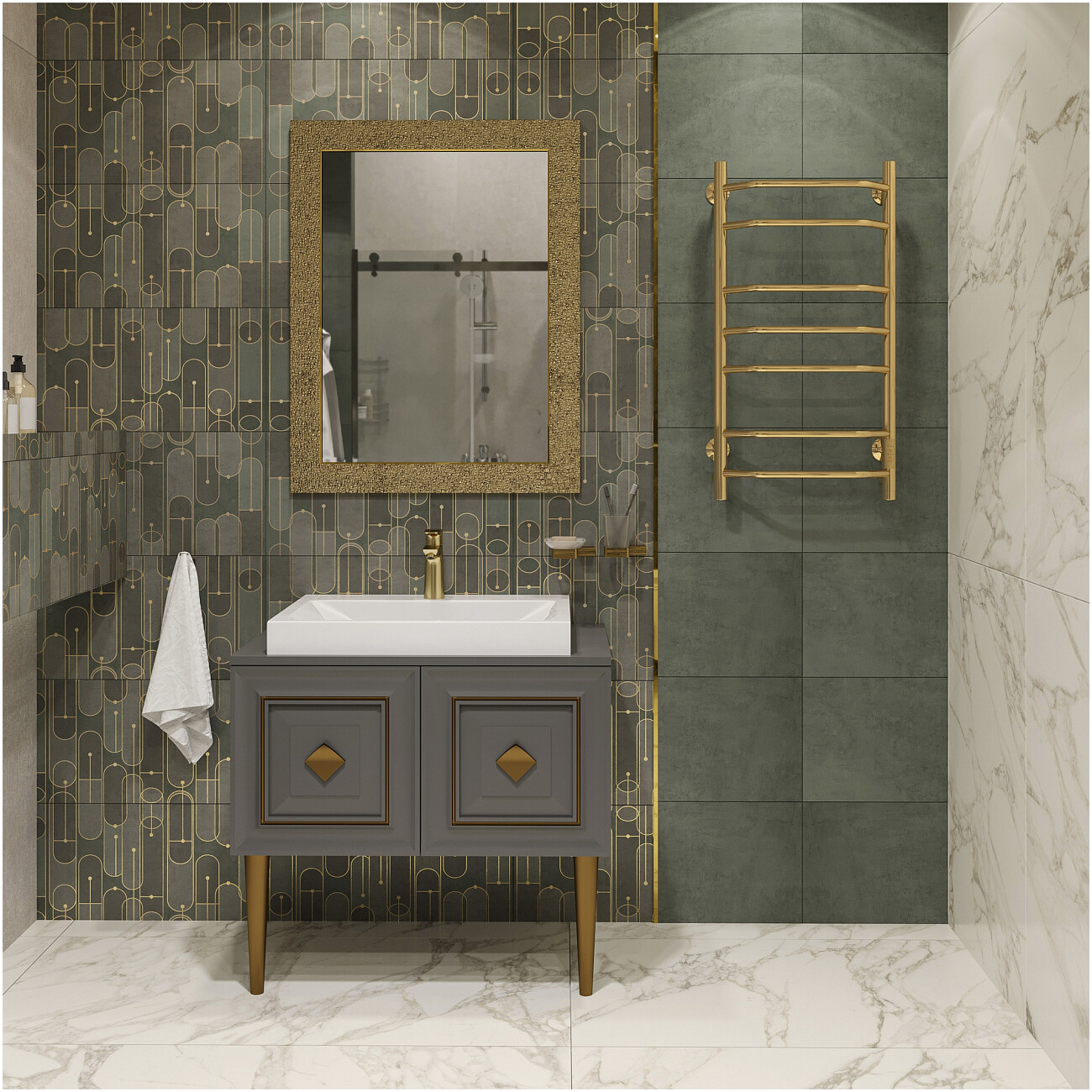 Полотенцесушитель электрический 80x40 см золотой Ewrika "Сафо" БР3 СафоБР380х40золE - изображение 2