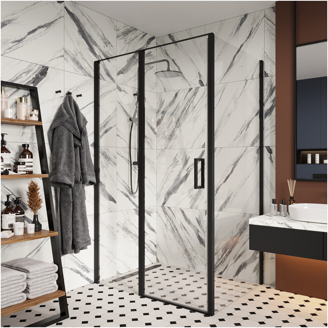 Душевой уголок прямоугольный 90x120 см черный Cerutti SPA Victoria 120B - изображение 5