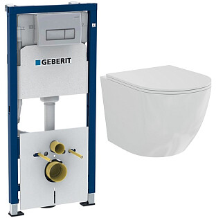 Унитаз подвесной белый Creto Cer C1 Plus 1001-002Cer-C1W-1 с инсталляцией Geberit Duofix 458.128.2