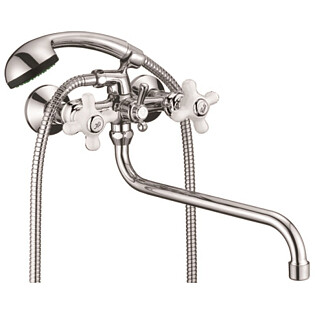 Смеситель для ванны с душевой лейкой и длинным круглым изливом хром D-Lin D145806