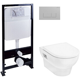 Унитаз Hansgrohe GladeLake S HGSET002 с инсталляцией Ewrika ProLT 0026-2020, с кнопкой хром 0040