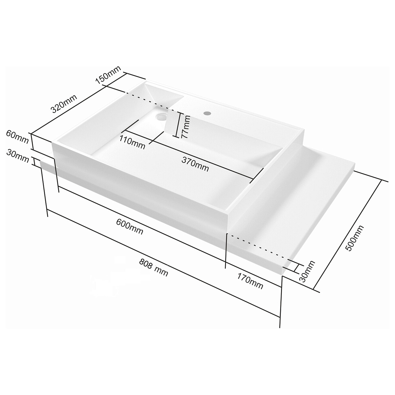 Раковина над стиральной машиной 50х80 см белая "Юпитер" 900120 - изображение 6