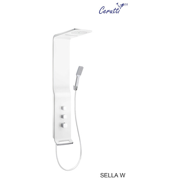 Душевая панель с тропическим душем 135х22 см белая глянцевая Cerutti SPA Sella W CT8988 - изображение 1